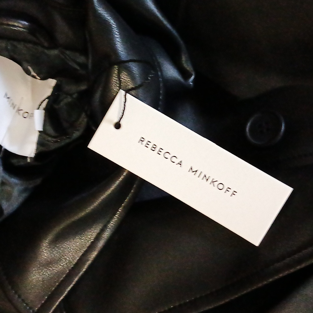 Rebecca Minkoff Sb Vegan Leather Coat W/belt - Picture 8 of 9